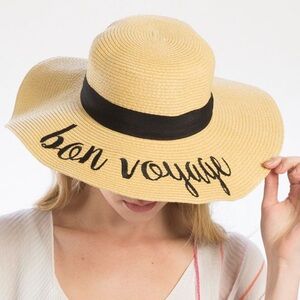 Bon Voyage Embroidered Floppy Sun Hat
